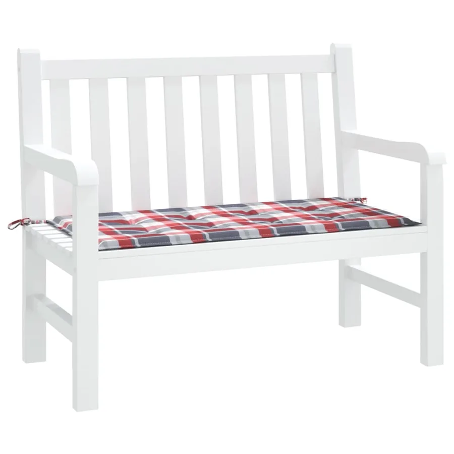 Coussin de banc de jardin motif à carreaux rouges 100x50x3cm - 3