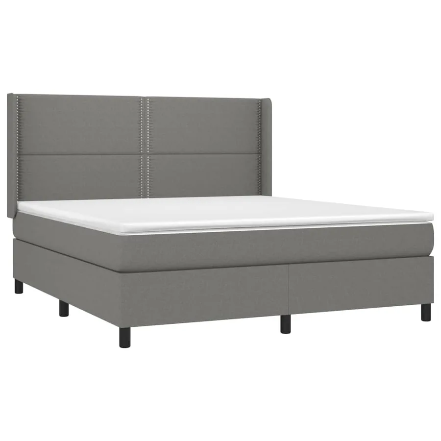 Sommier à lattes de lit avec matelas Gris foncé 180x200cm Tissu - 3