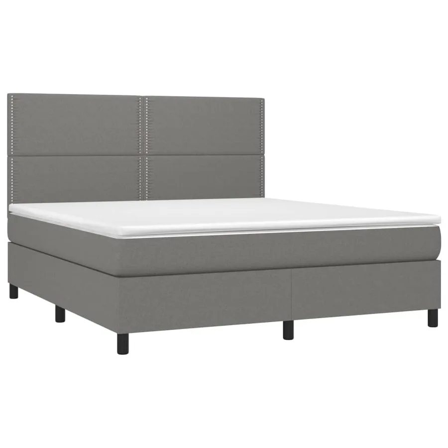 Sommier à lattes de lit et matelas et LED Gris foncé 180x200 cm - 3