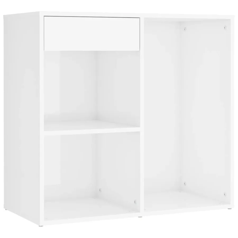 Coiffeuse à LED avec armoire Blanc brillant Bois d'ingénierie - 9