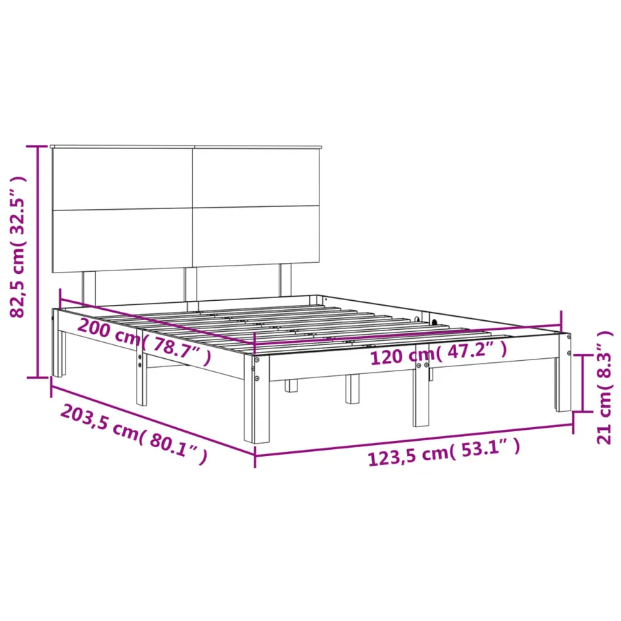 Cadre de lit sans matelas blanc 120x200 cm bois de pin massif - 12