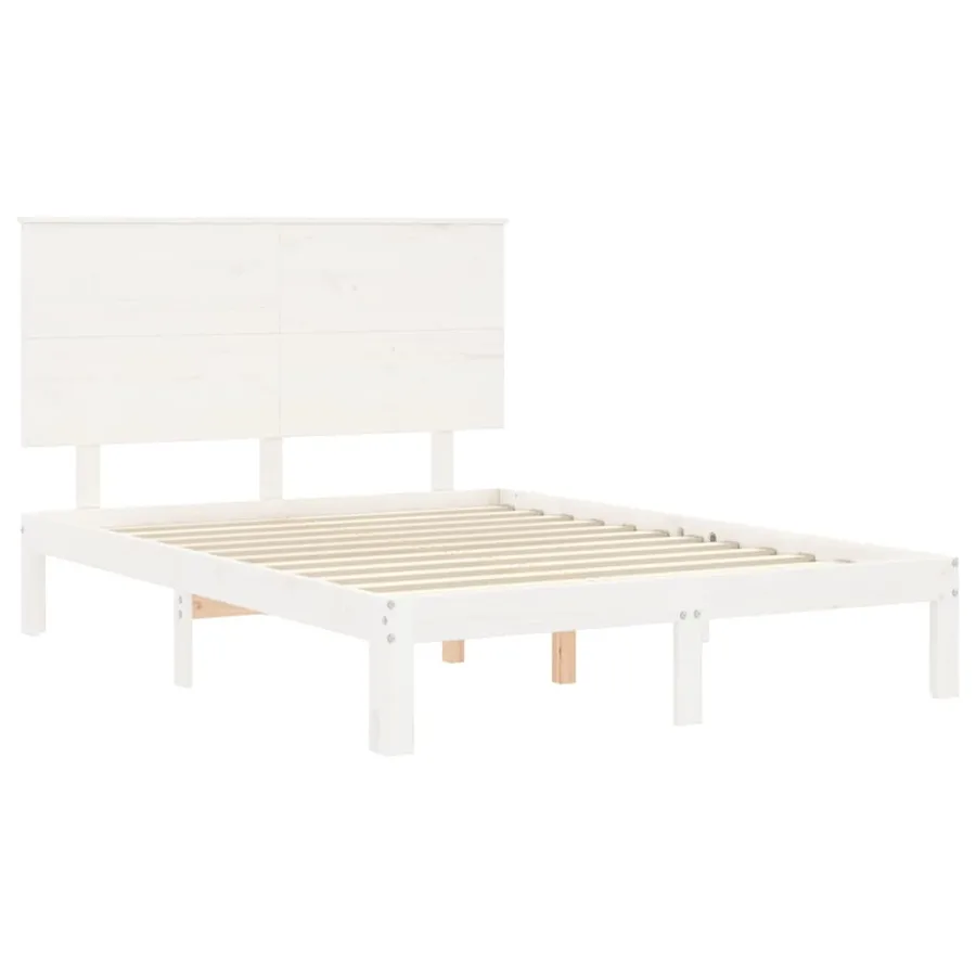Cadre de lit sans matelas blanc 120x200 cm bois de pin massif - 5