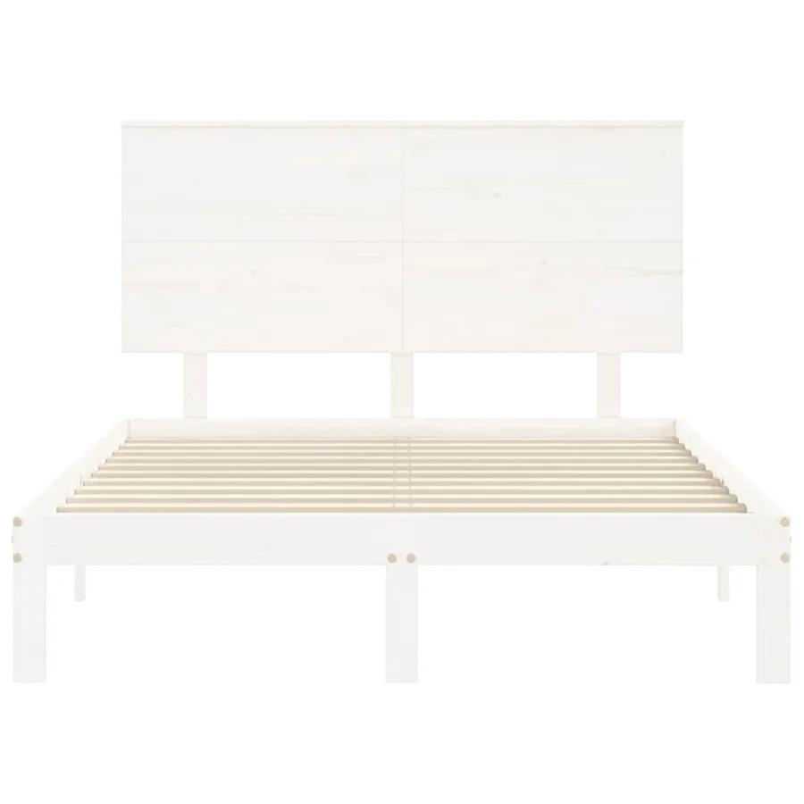 Cadre de lit sans matelas blanc 120x200 cm bois de pin massif - 6