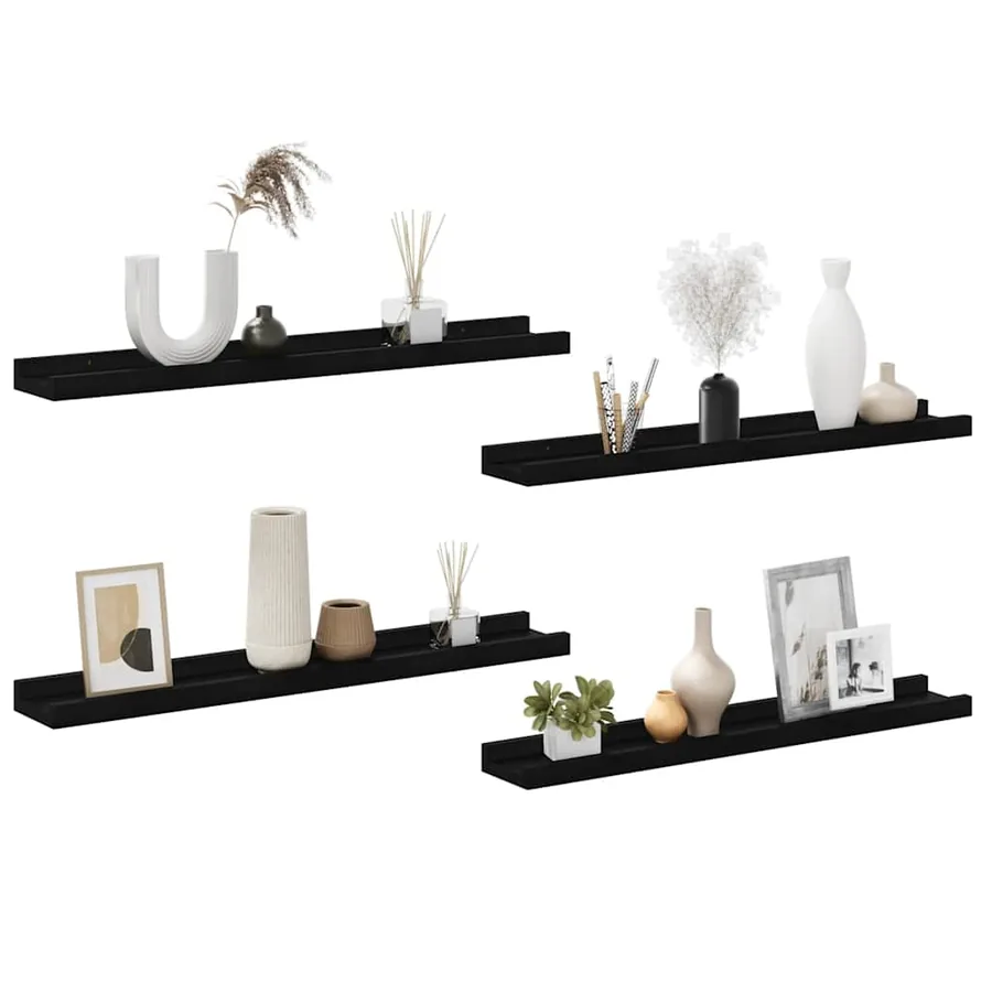 Étagères murales 4 pcs Noir 60x9x3 cm - 4