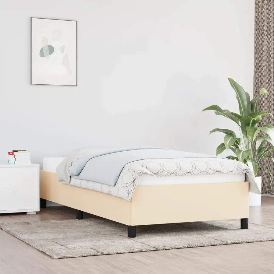 Cadre de lit sans matelas crème 90x200 cm tissu