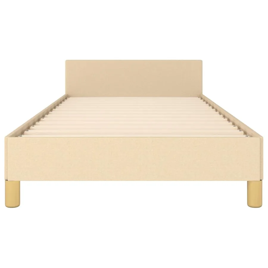 Cadre de lit avec tête de lit sans matelas crème 90x200cm tissu - 5