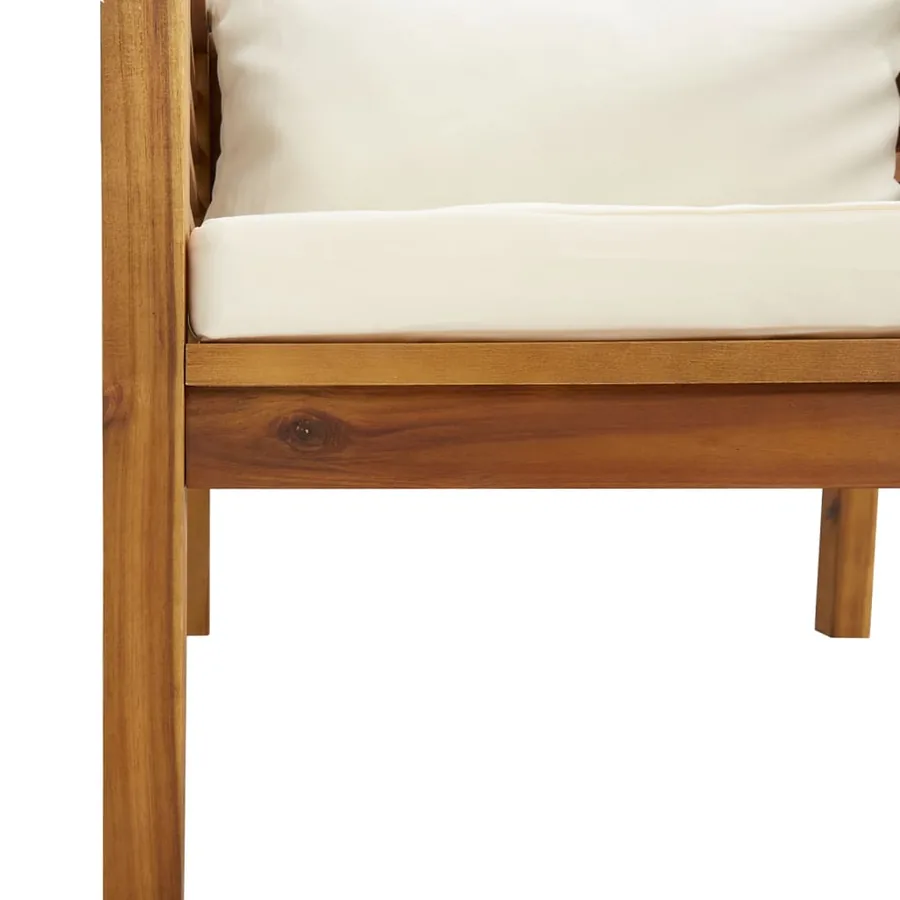 Salon de jardin 7 pcs avec coussin crème Bois d'acacia solide - 7