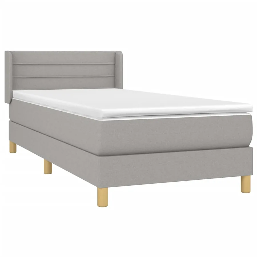 Sommier à lattes de lit avec matelas Gris clair 100x200cm Tissu - 3