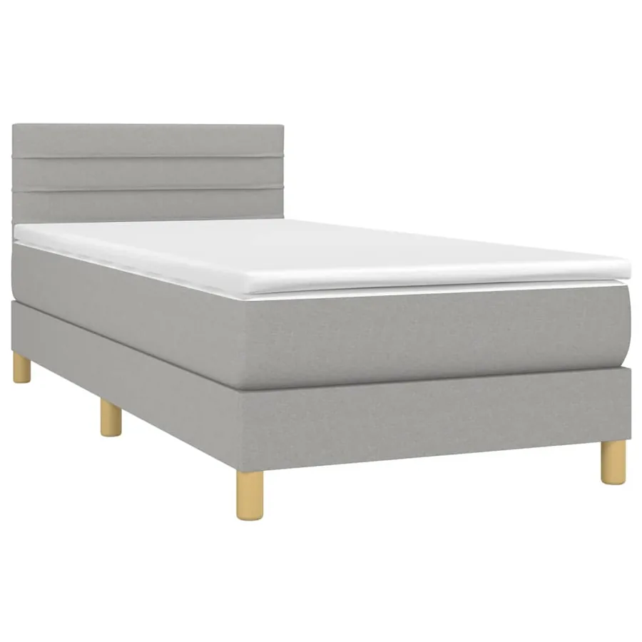 Sommier à lattes de lit avec matelas Gris clair 100x200cm Tissu - 3