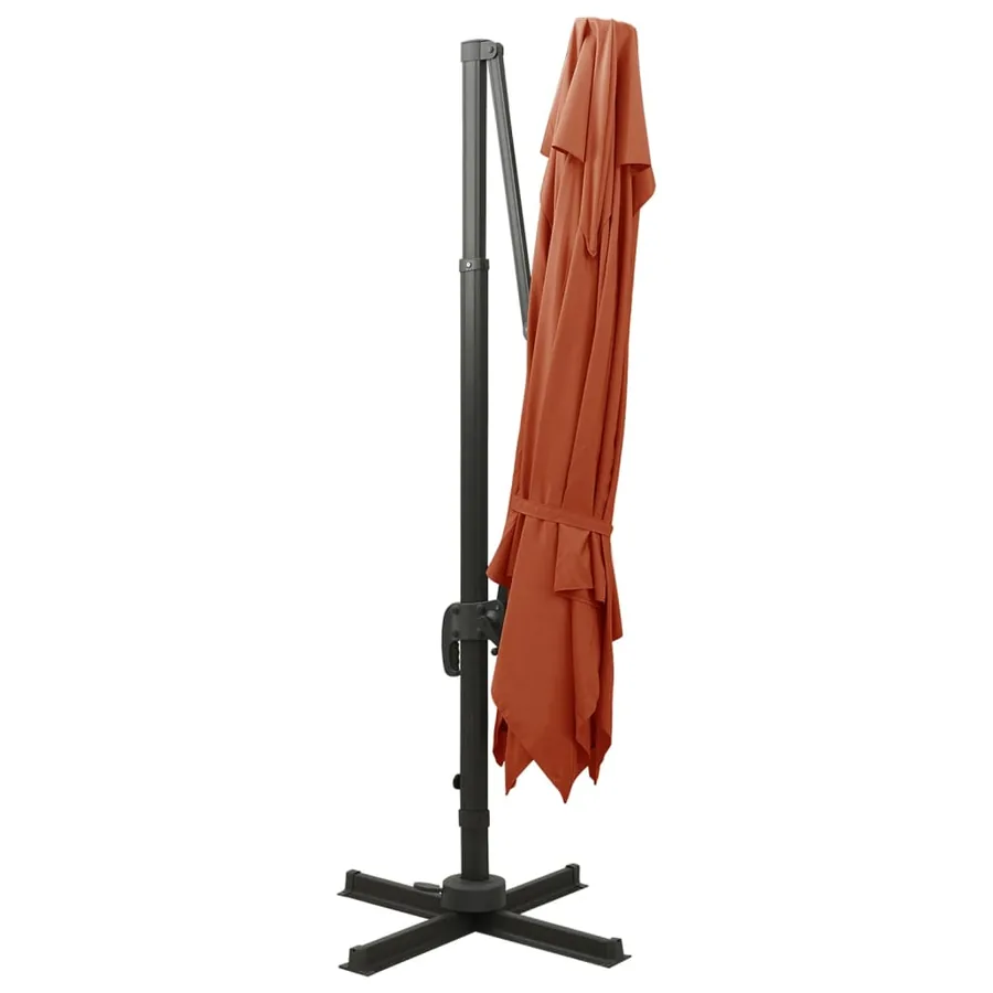 Parasol de jardin en porte-à-faux avec double toit terre cuite - 5