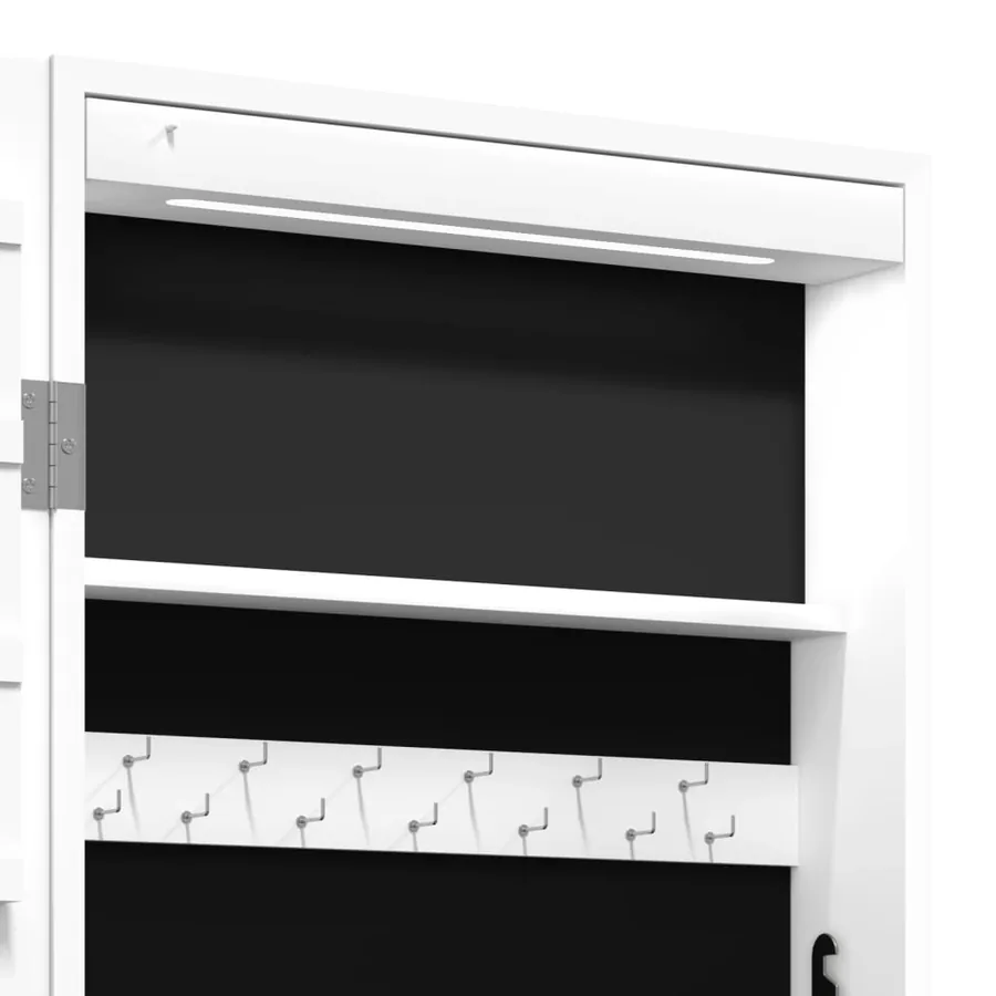 Armoire à bijoux avec miroir et éclairage LED mural blanc - 11