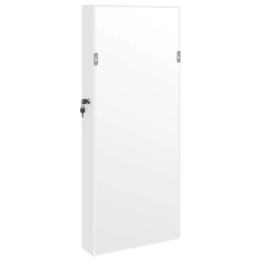 Armoire à bijoux avec miroir et éclairage LED mural blanc - 6