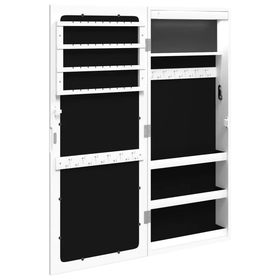Armoire à bijoux avec miroir et éclairage LED mural blanc - 7