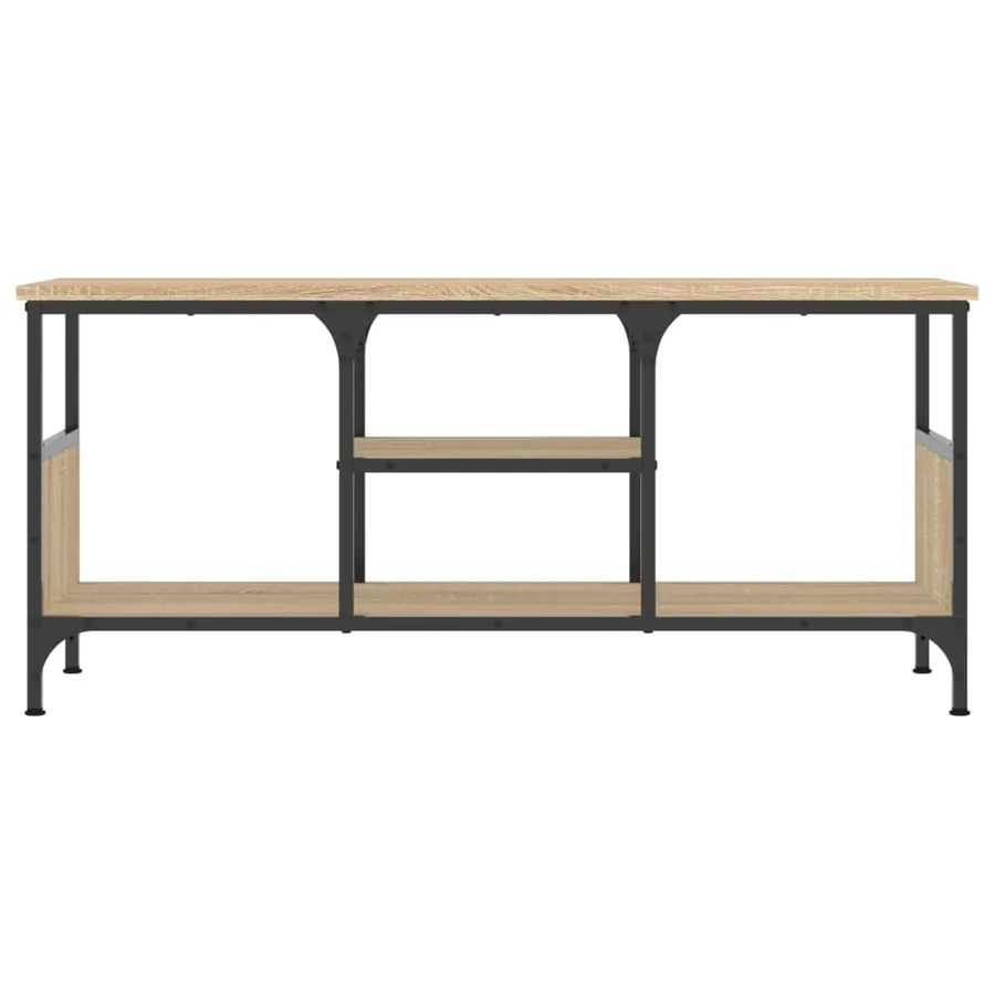 Meuble TV chêne sonoma 100x35x45 cm bois d'ingénierie et fer - 4