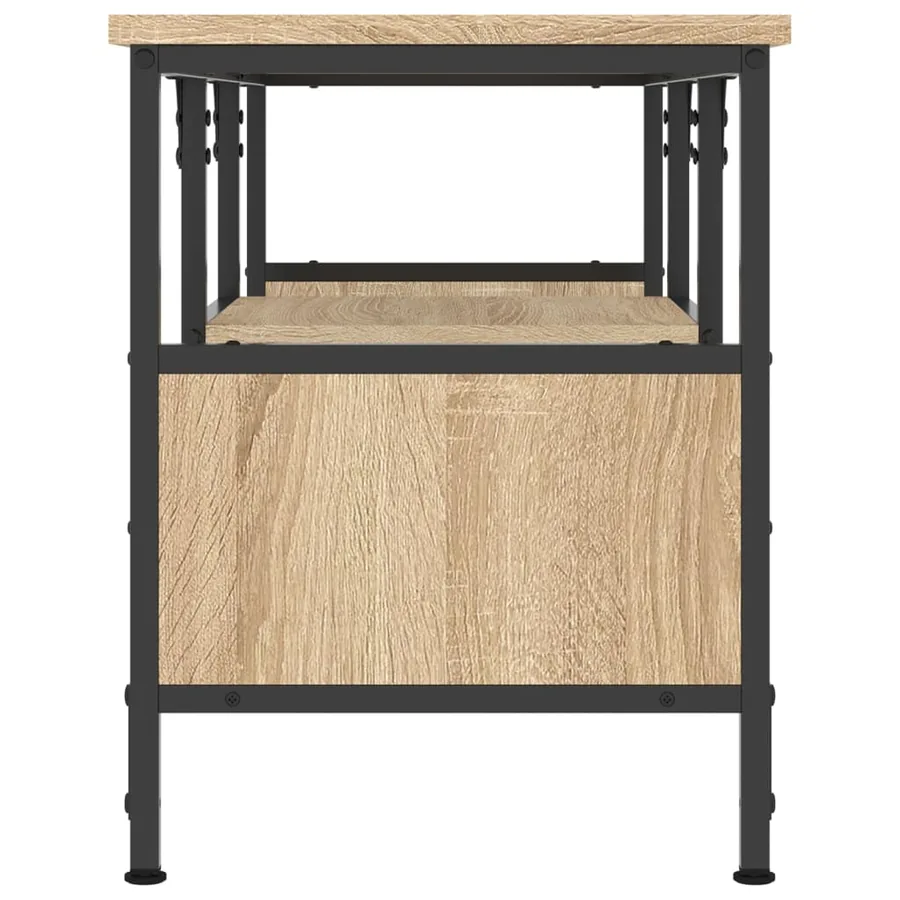 Meuble TV chêne sonoma 100x35x45 cm bois d'ingénierie et fer - 5