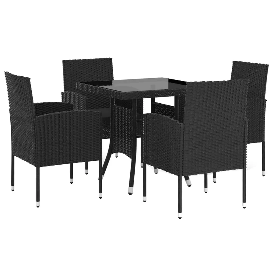 Ensemble à manger de jardin 5 pcs Résine tressée Noir - 2