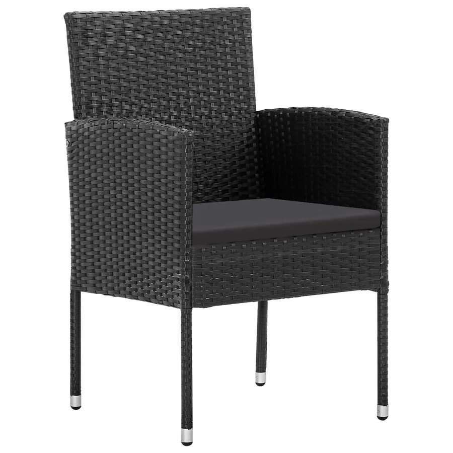 Ensemble à manger de jardin 5 pcs Résine tressée Noir - 4