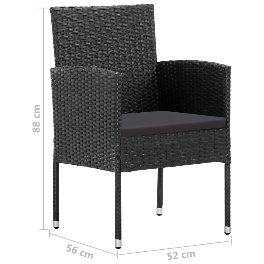 Ensemble à manger de jardin 5 pcs Résine tressée Noir - 8