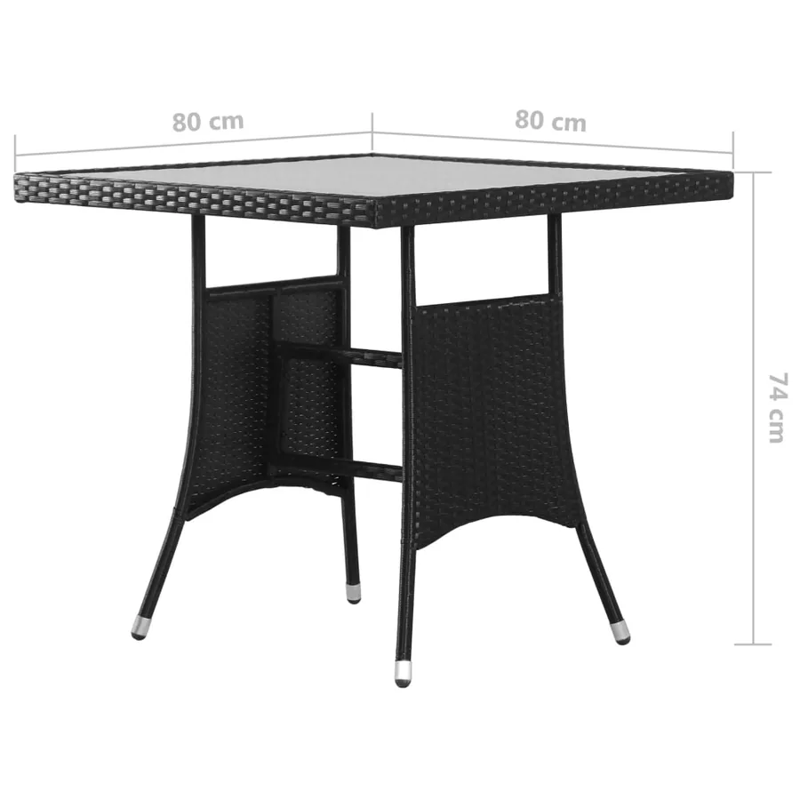 Ensemble à manger de jardin 5 pcs Résine tressée Noir - 9
