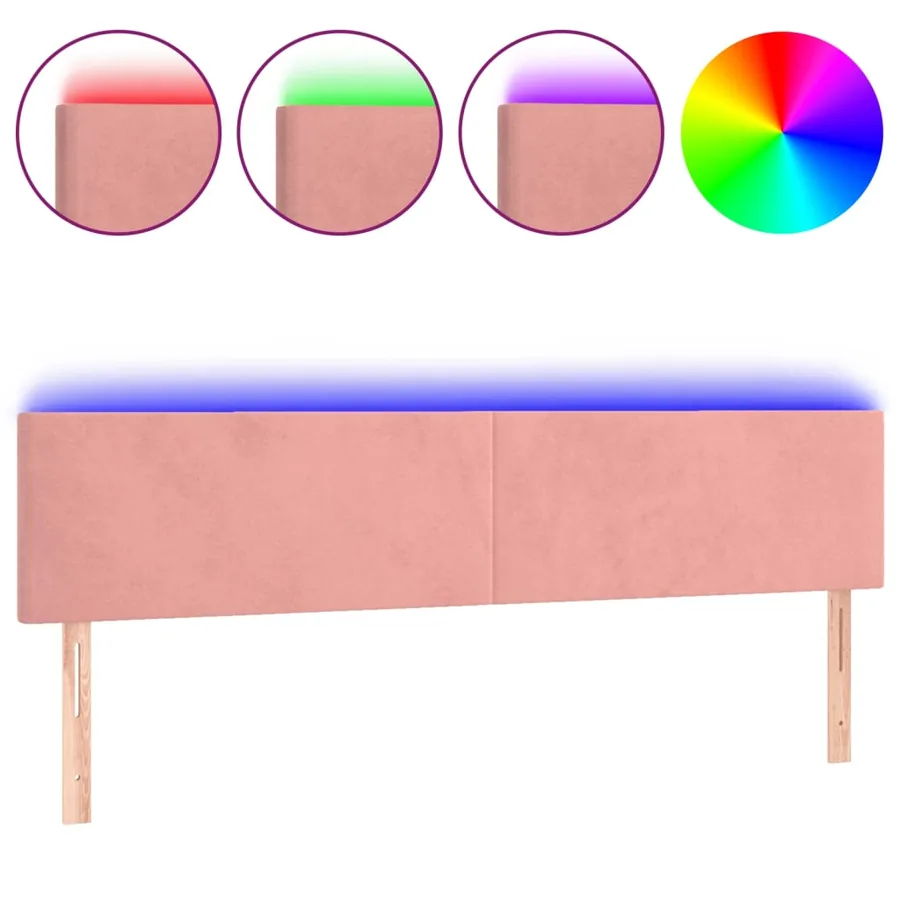 Tête de lit à LED Rose 200x5x78/88 cm Velours - 2