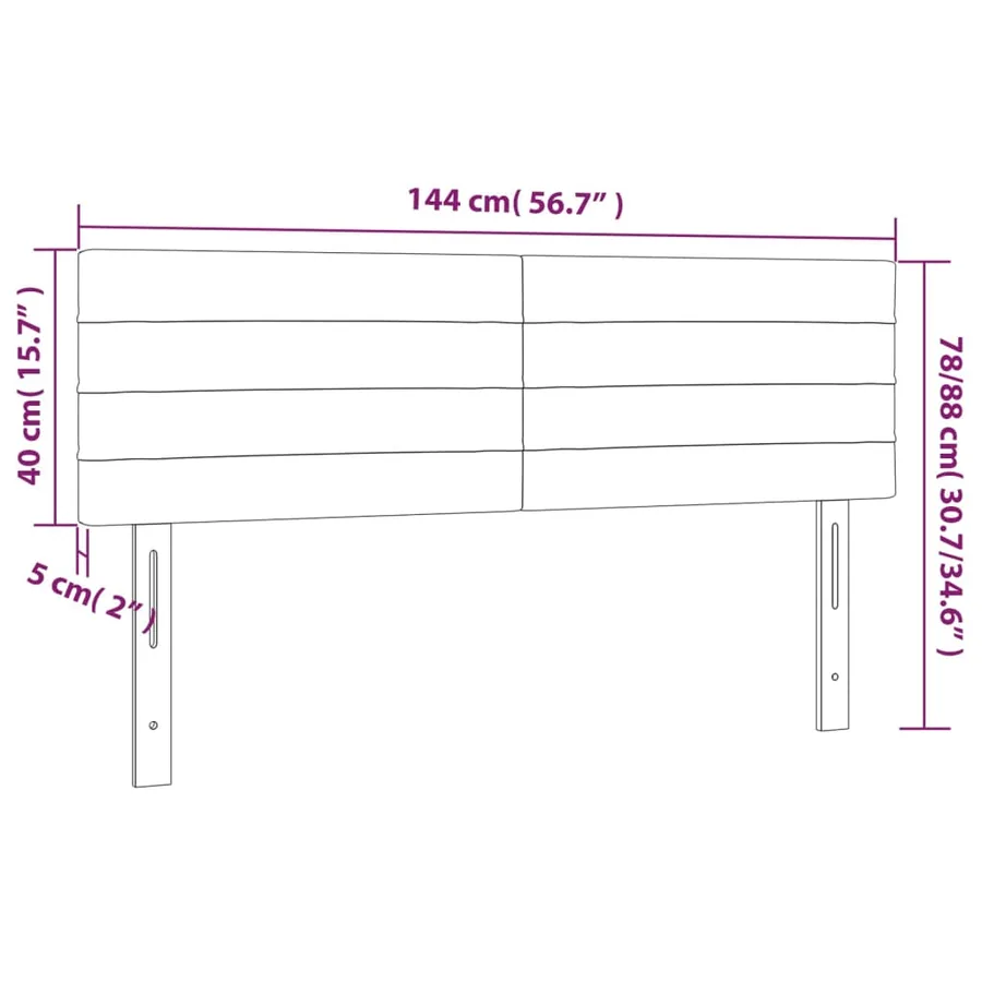 Tête de lit à LED Gris foncé 144x5x78/88 cm Velours - 6