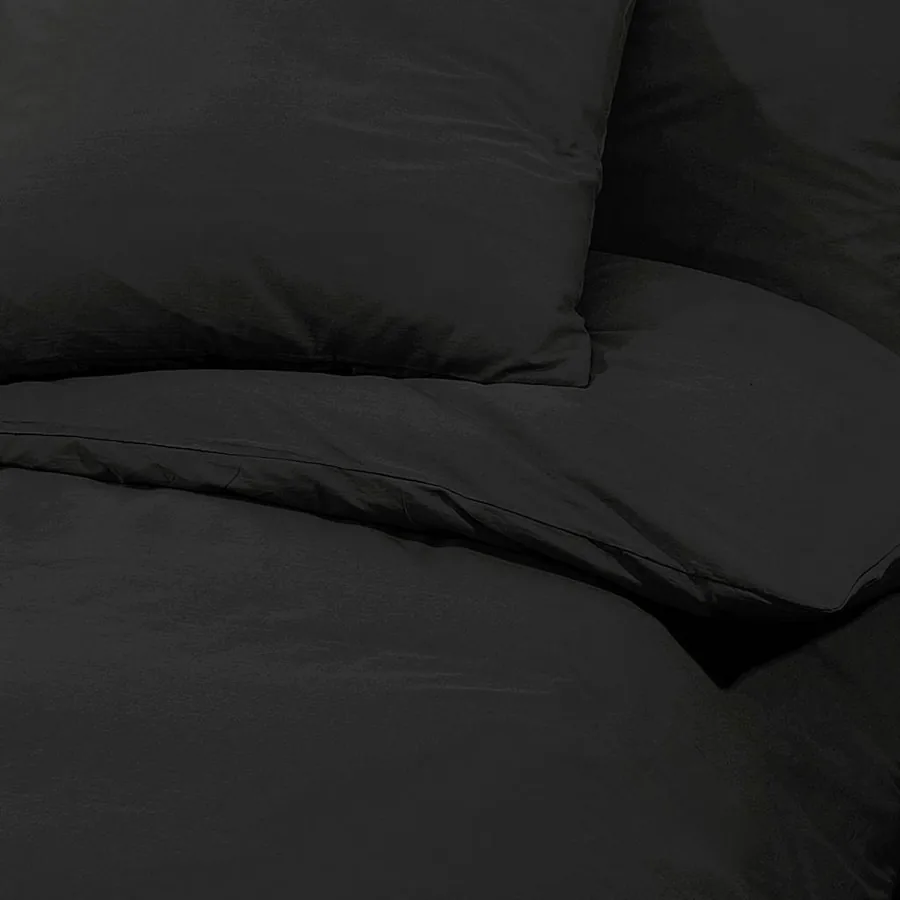 Ensemble de housse de couette Noir 155x220 cm Microfibre légère - 7
