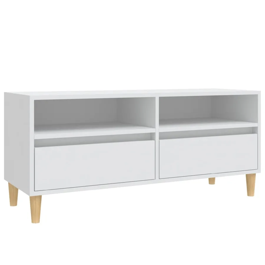Meuble TV blanc 100x34,5x44,5 cm bois d'ingénierie - 2