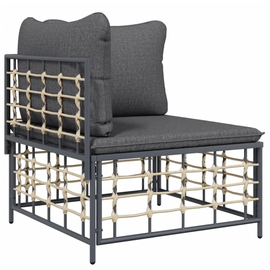 Salon de jardin 5 pcs avec coussins anthracite résine tressée - 4