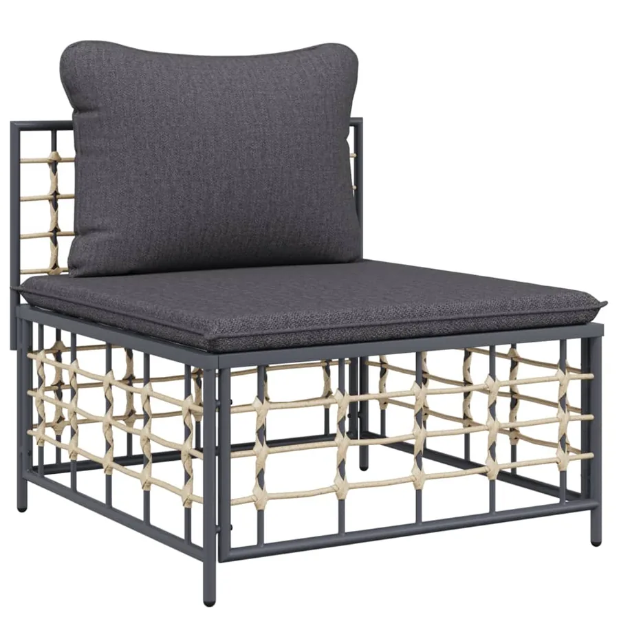 Salon de jardin 5 pcs avec coussins anthracite résine tressée - 5