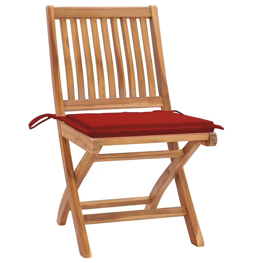 Chaises pliables de jardin avec coussins lot de 8 Teck solide - 3