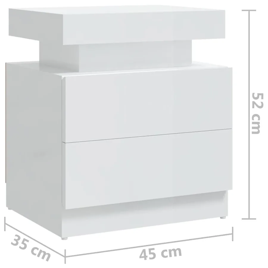 Table de chevet Blanc brillant 45x35x52 cm Bois d'ingénierie - 7