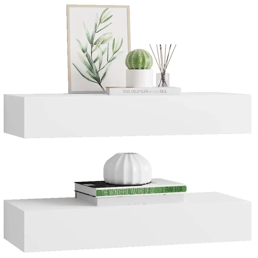 Étagères à tiroirs murales 2 pcs Blanc 60x23,5x10 cm MDF - 4
