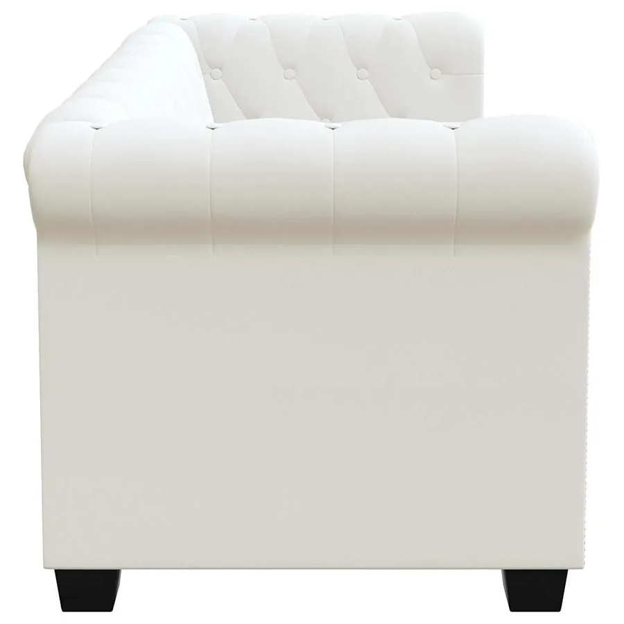 Canapé Chesterfield à 2 places cuir synthétique blanc - 4