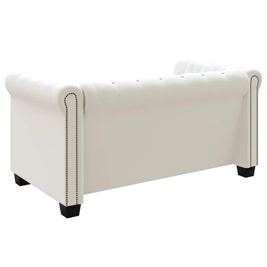 Canapé Chesterfield à 2 places cuir synthétique blanc - 5