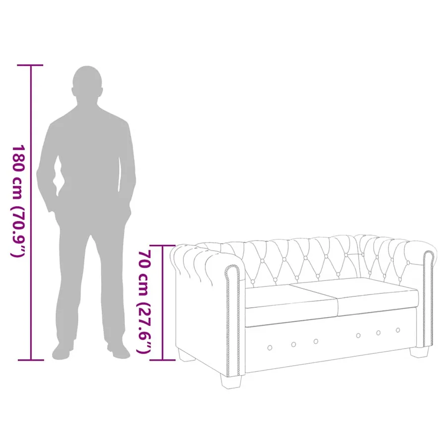 Canapé Chesterfield à 2 places cuir synthétique blanc - 9