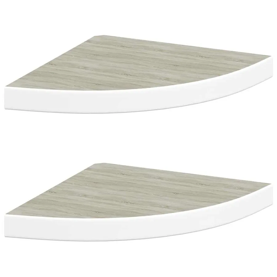 Étagères d'angle murales 2 pcs Chêne et blanc 35x35x3,8 cm MDF - 2