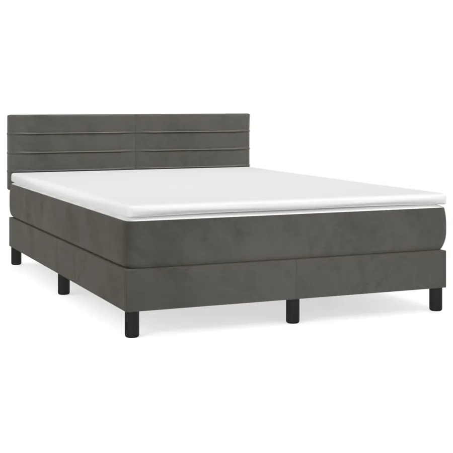 Sommier à lattes de lit et matelas Gris foncé 140x200cm Velours - 2