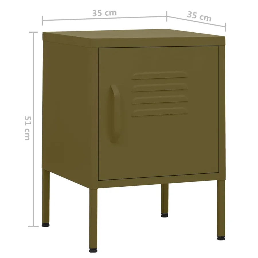 Tables de chevet 2 pcs Vert olive 35x35x51 cm Acier - 9