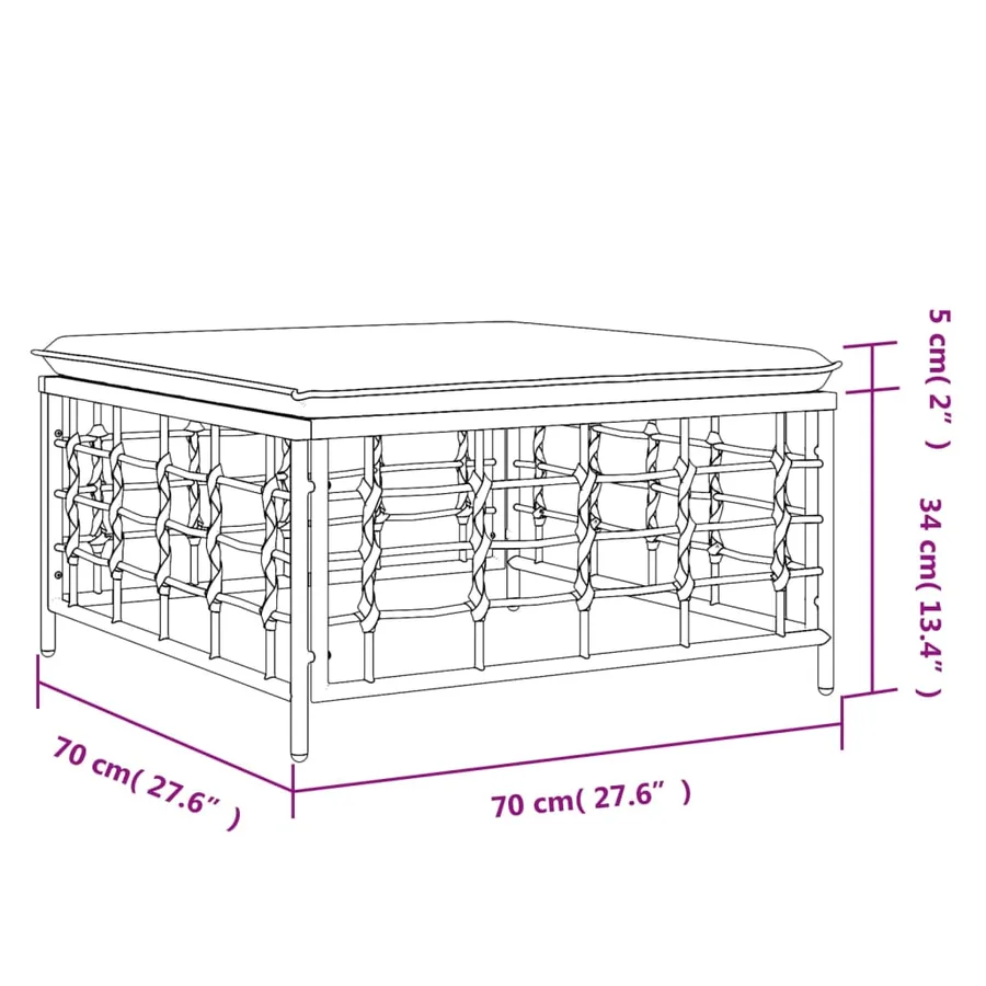 Tabouret de jardin avec coussin gris foncé résine tressée - 7