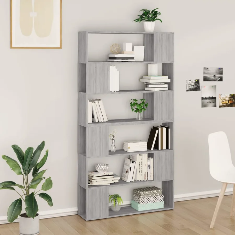 Bibliothèque/Séparateur de pièce sonoma gris 100x24x188 cm