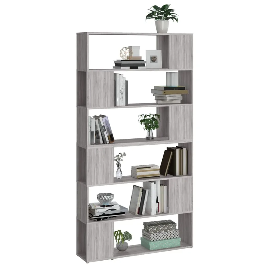 Bibliothèque/Séparateur de pièce sonoma gris 100x24x188 cm - 4