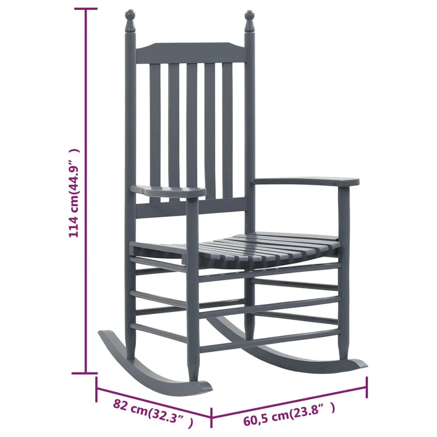Chaise à bascule avec siège incurvé Gris Bois de peuplier - 8