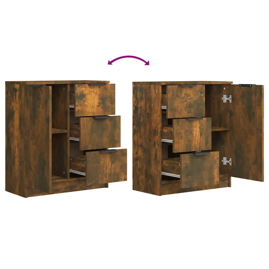 Buffet Chêne fumé 60x30x70 cm Bois d'ingénierie - 6