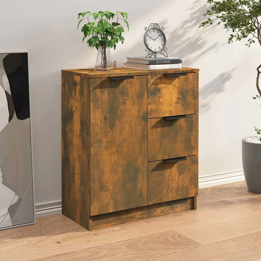 Buffet Chêne fumé 60x30x70 cm Bois d'ingénierie - 8