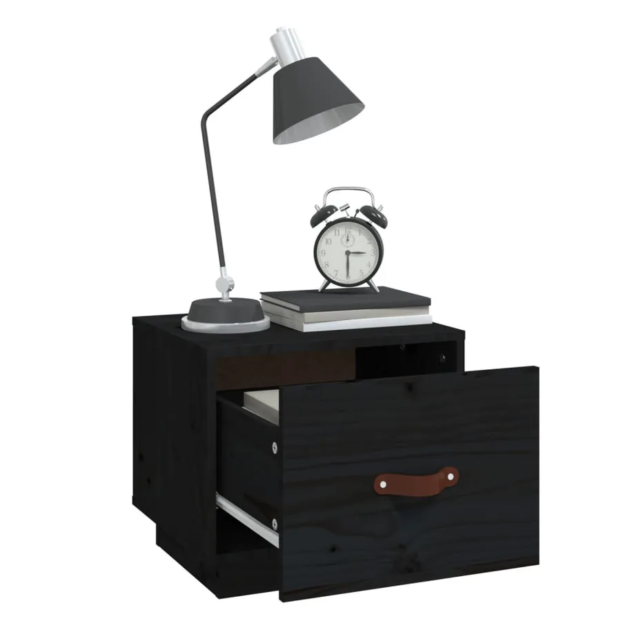 Tables de chevet 2 pcs Noir 40x34x35 cm Bois de pin massif - 4