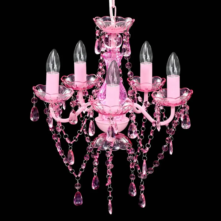Lustre avec 5 ampoules Crystal rose - 3