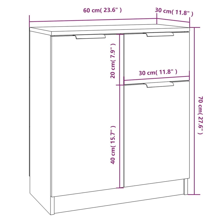 Buffets 2 pcs blanc 60x30x70 cm Bois d'ingénierie - 10