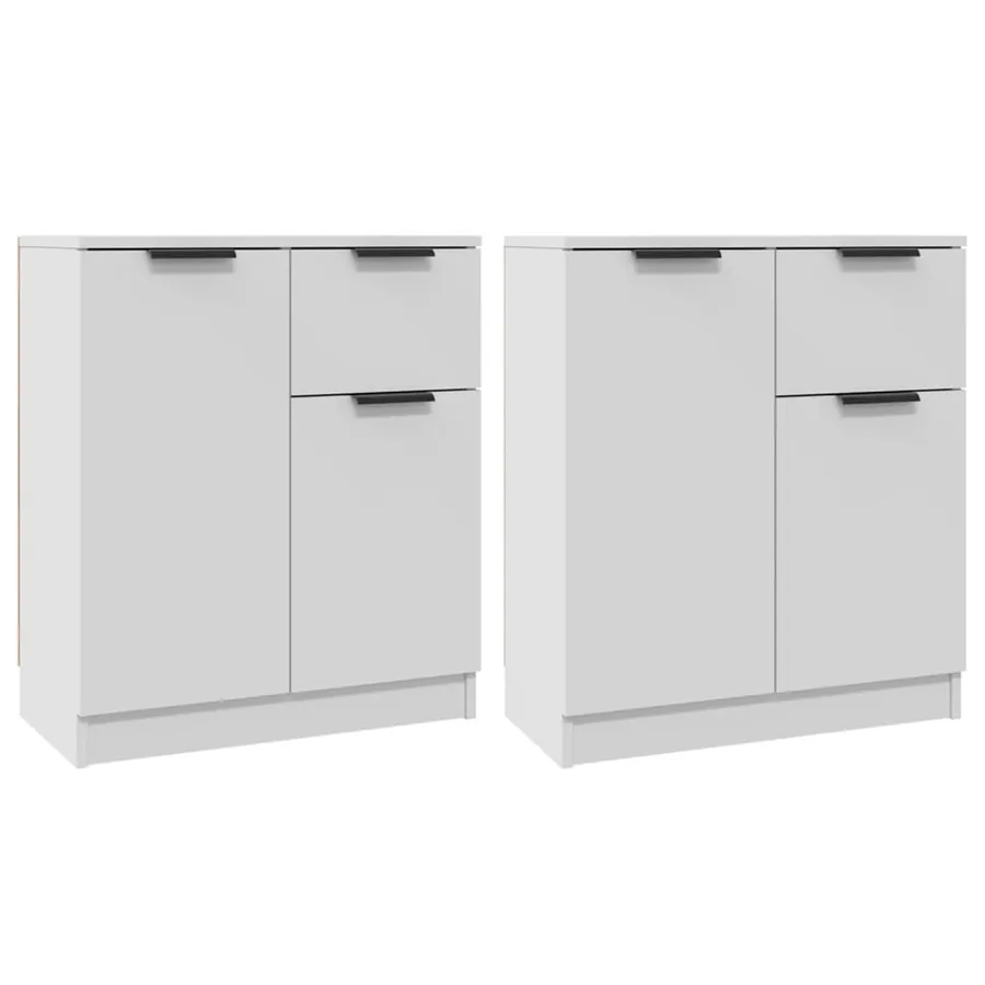 Buffets 2 pcs blanc 60x30x70 cm Bois d'ingénierie - 2