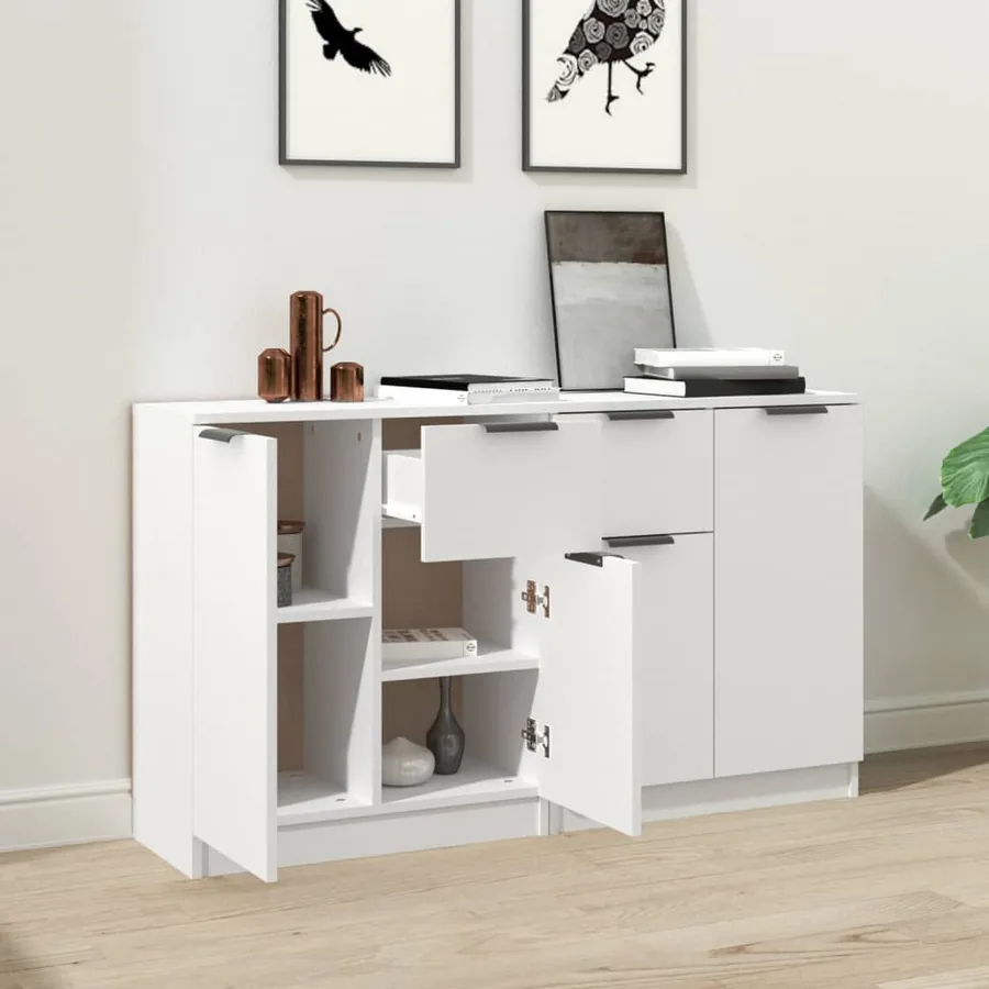 Buffets 2 pcs blanc 60x30x70 cm Bois d'ingénierie - 3