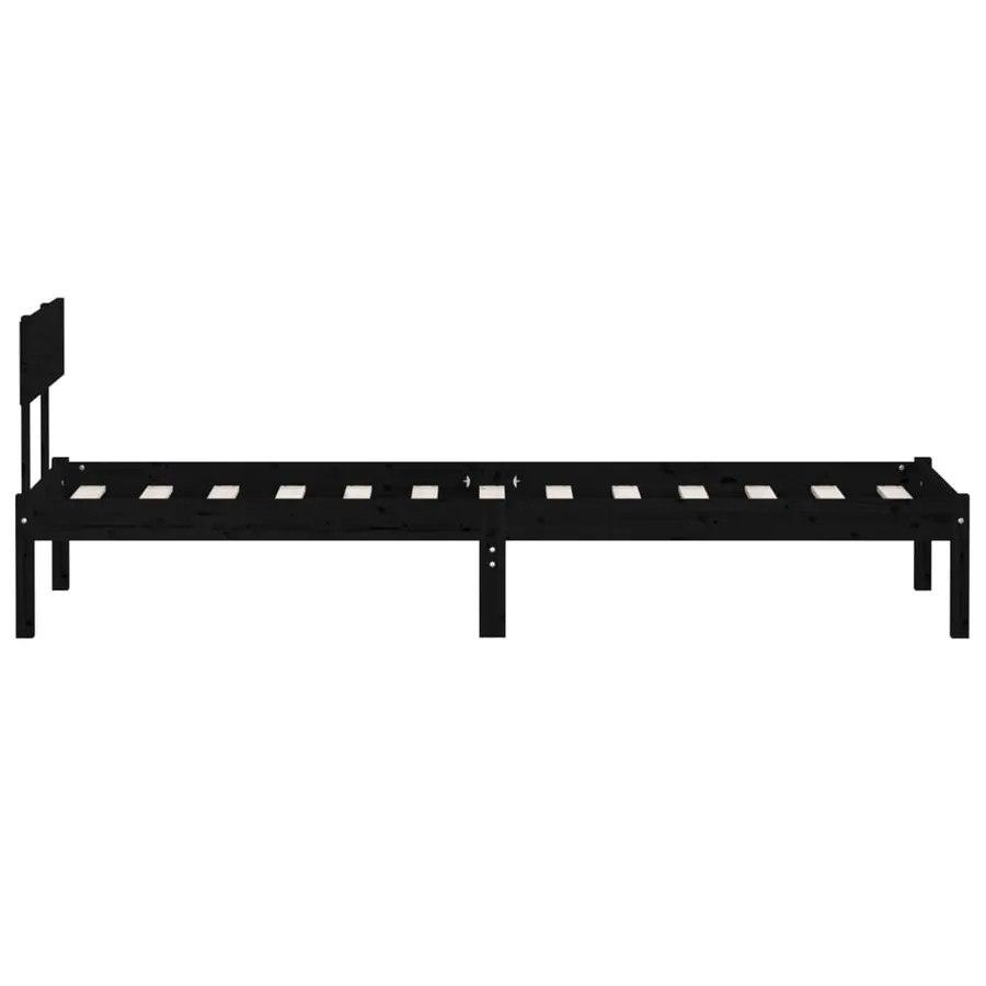 Cadre de lit sans matelas noir bois massif 90x200 cm - 5